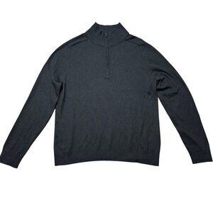 Banana Republic Mens Sz L Black Silk & Cashmere Half-Zip Sweater